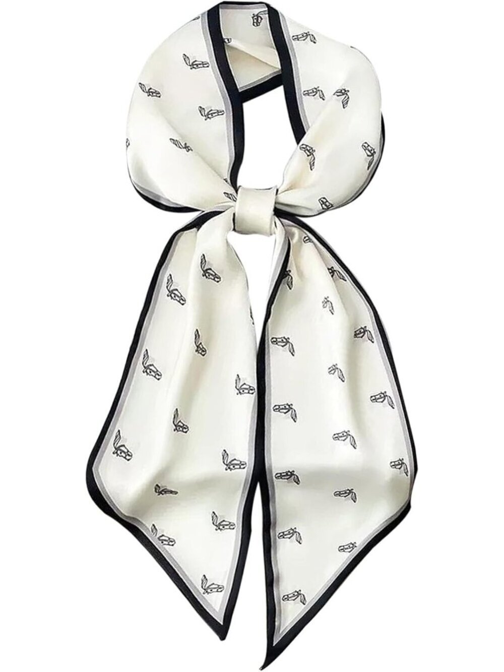 Women's B-Black Printed Square Headscarf Bandanas Hair Scarf Neck Scarves